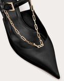 WOMEN'S VALENTINO GARAVANI CALFSKIN PUMP WITH CHAIN DETAIL 45 MM BLACK
