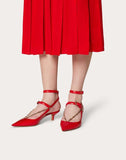 WOMEN'S VALENTINO GARAVANI CALFSKIN PUMP WITH CHAIN DETAIL 45 MM PURE RED