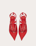 WOMEN'S VALENTINO GARAVANI CALFSKIN PUMP WITH CHAIN DETAIL 45 MM PURE RED