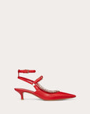 WOMEN'S VALENTINO GARAVANI CALFSKIN PUMP WITH CHAIN DETAIL 45 MM PURE RED