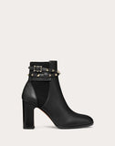 WOMEN'S VALENTINO GARAVANI ROCKSTUD GRAINY CALFSKIN ANKLE BOOT 90 MM BLACK