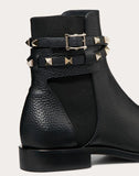 WOMEN'S VALENTINO GARAVANI ROCKSTUD GRAINY CALFSKIN LEATHER ANKLE BOOT BLACK