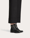 WOMEN'S VALENTINO GARAVANI ROCKSTUD GRAINY CALFSKIN LEATHER ANKLE BOOT BLACK