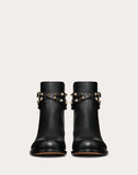 WOMEN'S VALENTINO GARAVANI ROCKSTUD GRAINY CALFSKIN LEATHER ANKLE BOOT BLACK