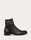 WOMEN'S VALENTINO GARAVANI ROCKSTUD GRAINY CALFSKIN LEATHER ANKLE BOOT BLACK