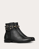 WOMEN'S VALENTINO GARAVANI ROCKSTUD GRAINY CALFSKIN LEATHER ANKLE BOOT BLACK