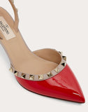 WOMEN'S VALENTINO GARAVANI ROCKSTUD PATENT-LEATHER SLINGBACK PUMP 60 MM PURE RED/POUDRE