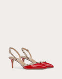 WOMEN'S VALENTINO GARAVANI ROCKSTUD PATENT-LEATHER SLINGBACK PUMP 60 MM PURE RED/POUDRE