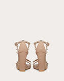 WOMEN'S VALENTINO GARAVANI ROCKSTUD GRAINY CALFSKIN SANDAL 105 MM POUDRE