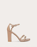 WOMEN'S VALENTINO GARAVANI ROCKSTUD GRAINY CALFSKIN SANDAL 105 MM POUDRE