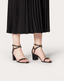WOMEN'S VALENTINO GARAVANI ROCKSTUD GRAINY CALFSKIN SANDAL 60 MM BLACK