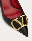 WOMEN'S VALENTINO GARAVANI VLOGO CALFSKIN PUMP 45 MM BLACK