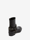 MEN'S ALEXANDER McQUEEN HARNESS CUBAN HEEL BOOT BLACK/SILVER