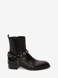 MEN'S ALEXANDER McQUEEN HARNESS CUBAN HEEL BOOT BLACK/SILVER