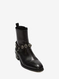 MEN'S ALEXANDER McQUEEN HARNESS CUBAN HEEL BOOT BLACK/SILVER