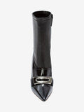 WOMEN'S ALEXANDER McQUEEN METAL BAR MOCCASIN BOOT BLACK/SILVER