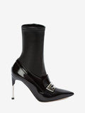 WOMEN'S ALEXANDER McQUEEN METAL BAR MOCCASIN BOOT BLACK/SILVER