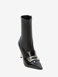 WOMEN'S ALEXANDER McQUEEN METAL BAR MOCCASIN BOOT BLACK/SILVER