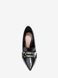 WOMEN'S ALEXANDER McQUEEN METAL BAR MOCCASIN PUMP BLACK/SILVER