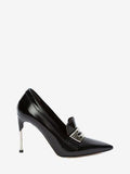 WOMEN'S ALEXANDER McQUEEN METAL BAR MOCCASIN PUMP BLACK/SILVER
