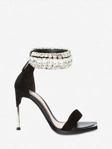 サンダル・ミュール Alexander Mcqueen Crystal Embellished Heel Sandals Alexander McQueen Womens Crystal Embellished Heel Sandals | eBay