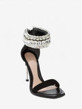 WOMEN'S ALEXANDER McQUEEN JEWELLED BANGLE SANDAL BLACK/CRYSTAL