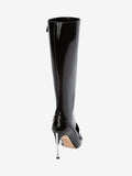 WOMEN'S ALEXANDER McQUEEN METAL BAR MOCCASIN HIGH BOOT BLACK/SILVER