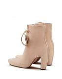 WOMEN'S LANVIN LEATHER ANKLE BOOTS WITH LACES LIGHT PINK