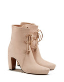 WOMEN'S LANVIN LEATHER ANKLE BOOTS WITH LACES LIGHT PINK