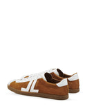 MEN'S LANVIN DUAL-MATERIAL JL LOW-TOP SNEAKERS DARK BEIGE/WHITE