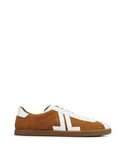 MEN'S LANVIN DUAL-MATERIAL JL LOW-TOP SNEAKERS DARK BEIGE/WHITE