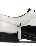 MEN'S LANVIN SHINY DUAL-MATERIAL DERBY SHOES BLACK/WHITE