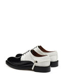 MEN'S LANVIN SHINY DUAL-MATERIAL DERBY SHOES BLACK/WHITE