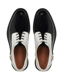 MEN'S LANVIN SHINY DUAL-MATERIAL DERBY SHOES BLACK/WHITE