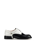 MEN'S LANVIN SHINY DUAL-MATERIAL DERBY SHOES BLACK/WHITE