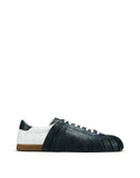 MEN'S LANVIN LOW-TOP FRINGE SNEAKERS WHITE/MOSS GREEN