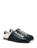 MEN'S LANVIN LOW-TOP FRINGE SNEAKERS WHITE/MOSS GREEN