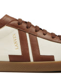 MEN'S LANVIN DUAL-MATERIAL JL LOW-TOP SNEAKERS CREAM / CARAMEL