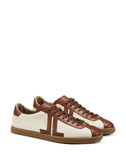 MEN'S LANVIN DUAL-MATERIAL JL LOW-TOP SNEAKERS CREAM / CARAMEL