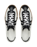 MEN'S LANVIN DUAL-MATERIAL JL LOW-TOP SNEAKERS WHITE/BLACK