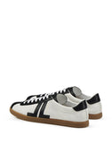 MEN'S LANVIN DUAL-MATERIAL JL LOW-TOP SNEAKERS WHITE/BLACK