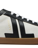 MEN'S LANVIN DUAL-MATERIAL JL LOW-TOP SNEAKERS WHITE/BLACK