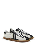 MEN'S LANVIN DUAL-MATERIAL JL LOW-TOP SNEAKERS WHITE/BLACK