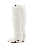 WOMEN'S LANVIN TALL LEATHER BOOTS WHITE