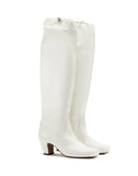 WOMEN'S LANVIN TALL LEATHER BOOTS WHITE
