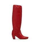 WOMEN'S LANVIN TALL LEATHER BOOTS RED