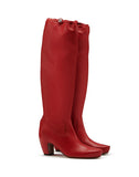 WOMEN'S LANVIN TALL LEATHER BOOTS RED
