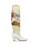 WOMEN'S LANVIN TALL BOOTS IN PRINTED LEATHER AND SILK WHITE