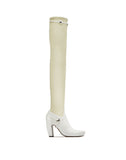 WOMEN'S LANVIN DUAL-MATERIAL THIGH-HIGH BOOTS WHITE/CREAM