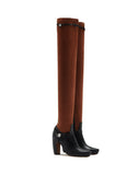 WOMEN'S LANVIN DUAL-MATERIAL THIGH-HIGH BOOTS BLACK / CARAMEL